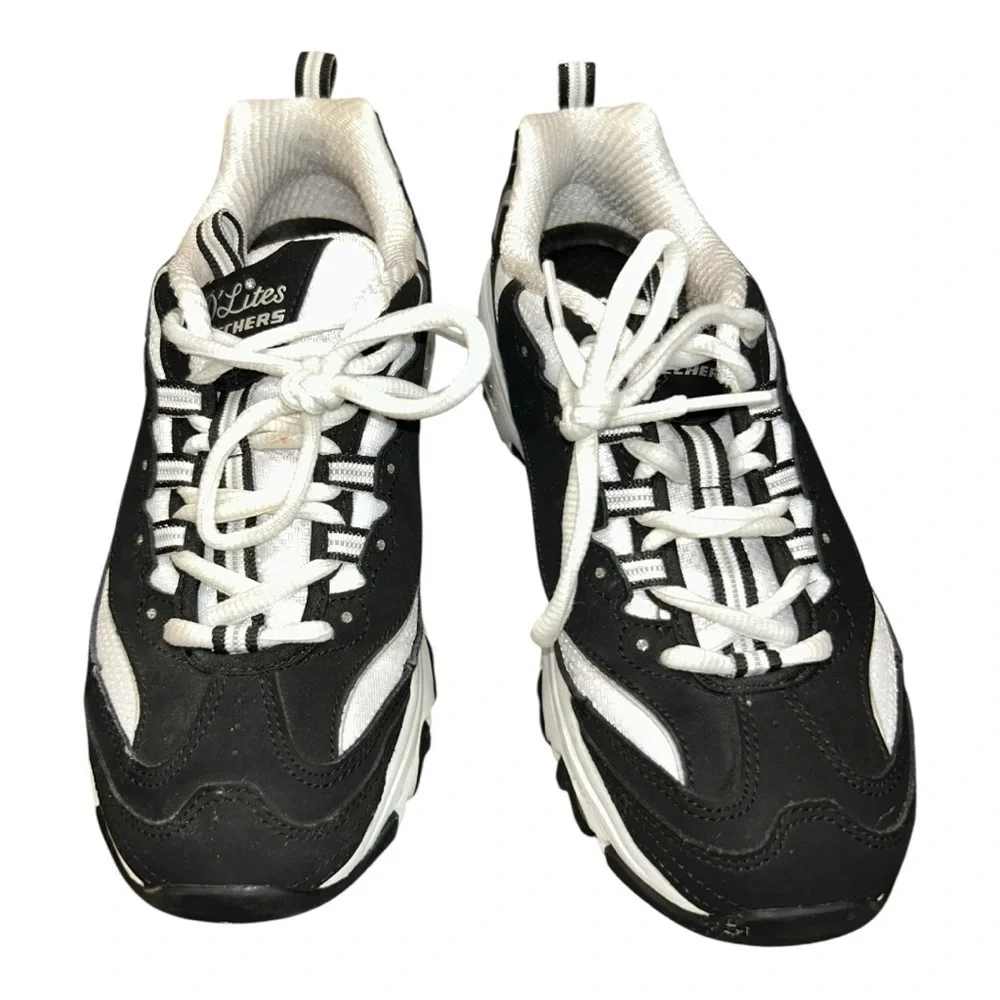Skechers Sport Women's D'Lites Biggest Fan Memory Foam Sneaker Black/White - Picture 5 of 9